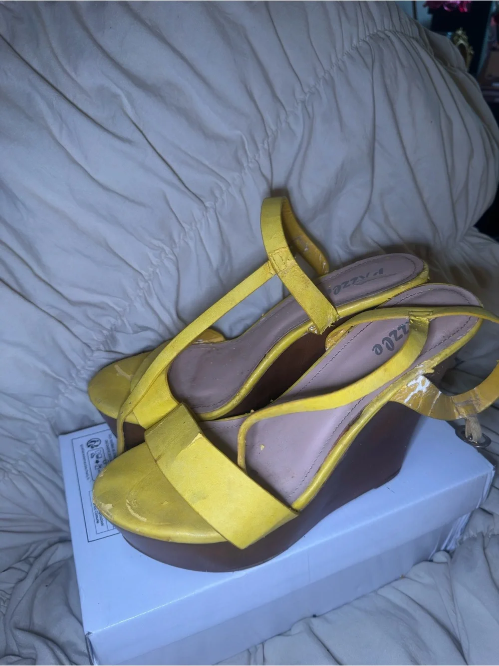 PrettyLittleThing Yellow Strappy Wedge Sandals
